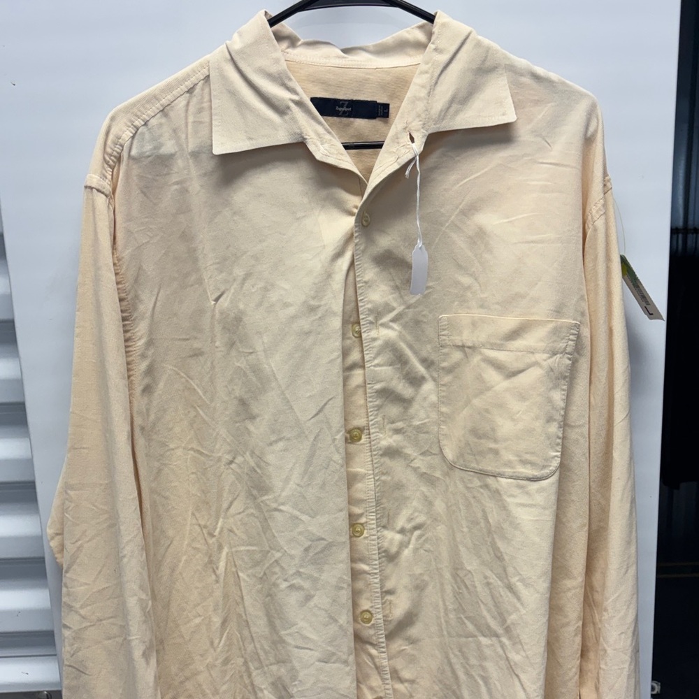 Men's Beige Casual Button-Down Shirt
